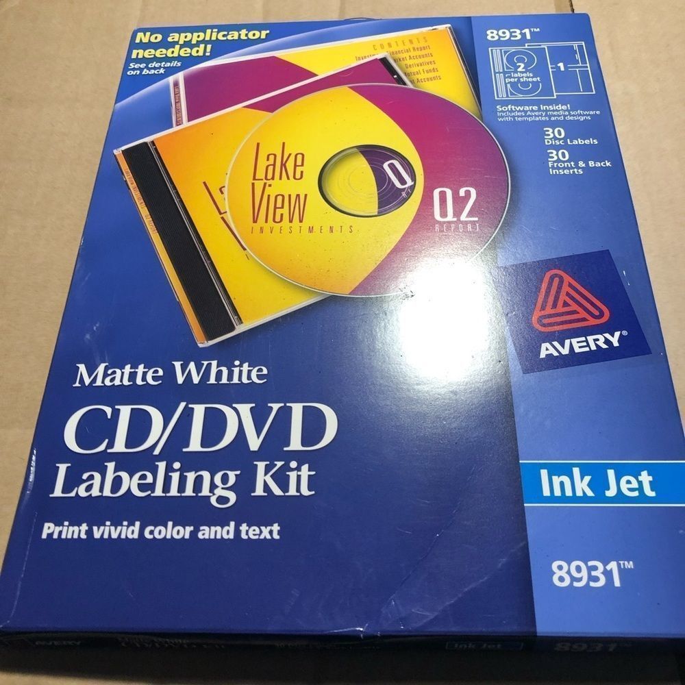 Avery 8931 Ink Jet Labels CD and DVD with Case